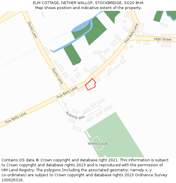 ELM COTTAGE, NETHER WALLOP, STOCKBRIDGE, SO20 8HA: Location map and indicative extent of plot