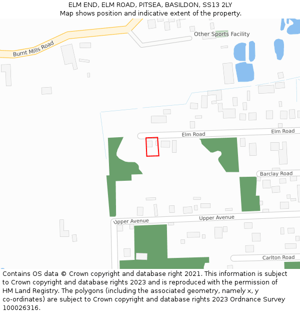 ELM END, ELM ROAD, PITSEA, BASILDON, SS13 2LY: Location map and indicative extent of plot