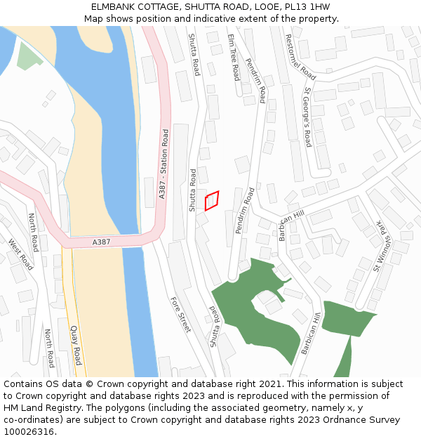 ELMBANK COTTAGE, SHUTTA ROAD, LOOE, PL13 1HW: Location map and indicative extent of plot