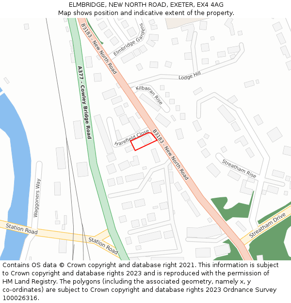 ELMBRIDGE, NEW NORTH ROAD, EXETER, EX4 4AG: Location map and indicative extent of plot