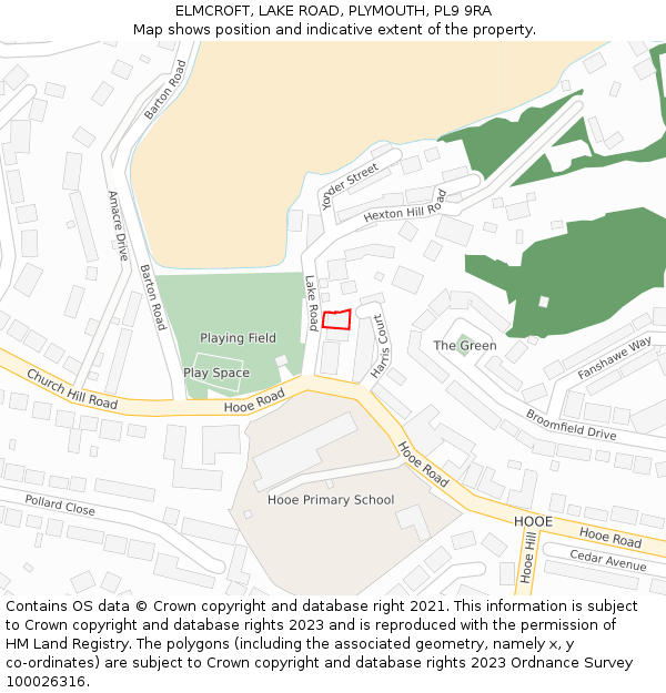 ELMCROFT, LAKE ROAD, PLYMOUTH, PL9 9RA: Location map and indicative extent of plot