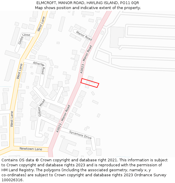 ELMCROFT, MANOR ROAD, HAYLING ISLAND, PO11 0QR: Location map and indicative extent of plot