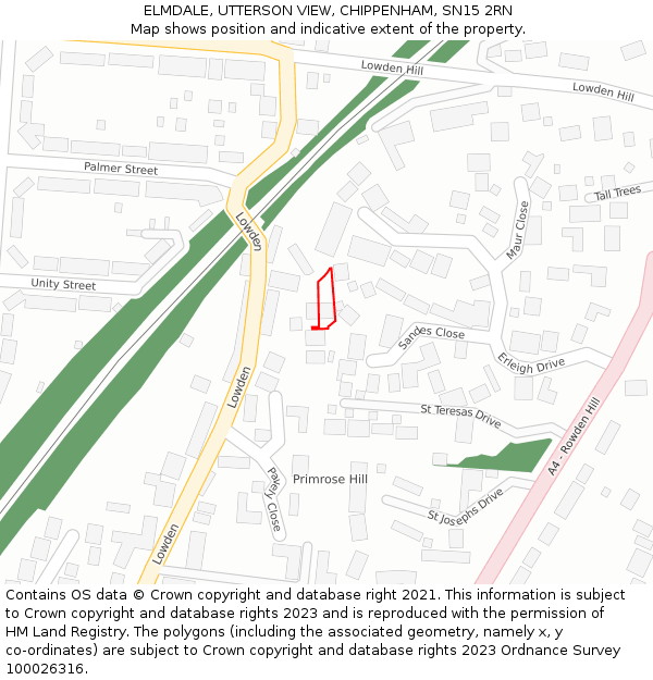 ELMDALE, UTTERSON VIEW, CHIPPENHAM, SN15 2RN: Location map and indicative extent of plot