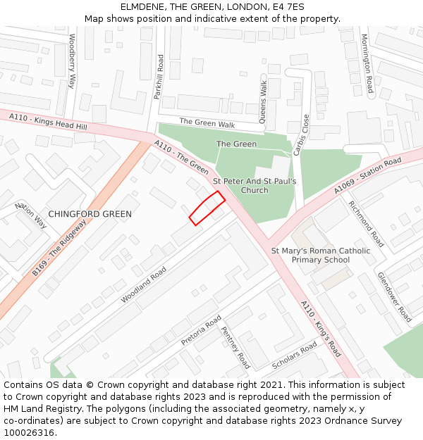 ELMDENE, THE GREEN, LONDON, E4 7ES: Location map and indicative extent of plot