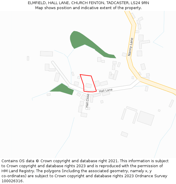 ELMFIELD, HALL LANE, CHURCH FENTON, TADCASTER, LS24 9RN: Location map and indicative extent of plot