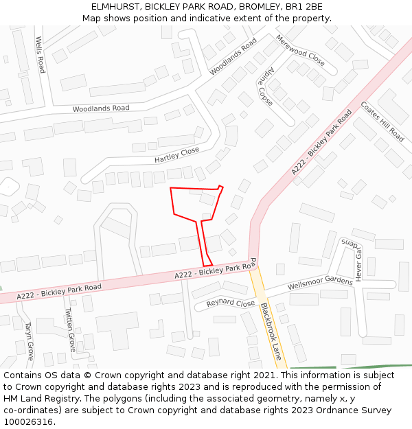 ELMHURST, BICKLEY PARK ROAD, BROMLEY, BR1 2BE: Location map and indicative extent of plot