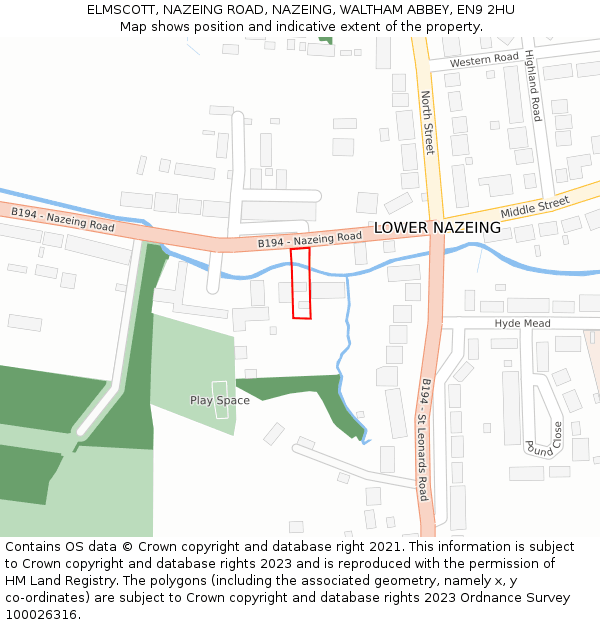 ELMSCOTT, NAZEING ROAD, NAZEING, WALTHAM ABBEY, EN9 2HU: Location map and indicative extent of plot