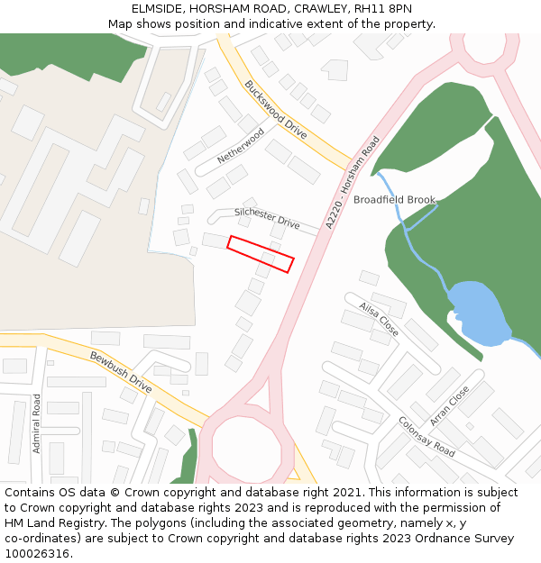 ELMSIDE, HORSHAM ROAD, CRAWLEY, RH11 8PN: Location map and indicative extent of plot