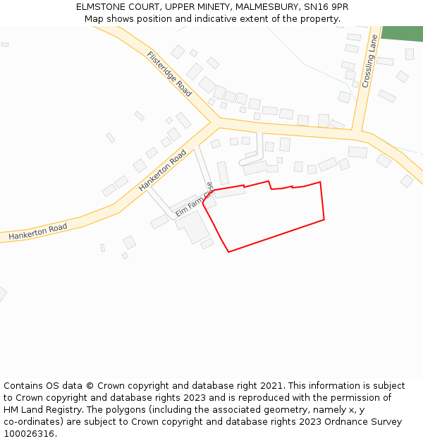 ELMSTONE COURT, UPPER MINETY, MALMESBURY, SN16 9PR: Location map and indicative extent of plot