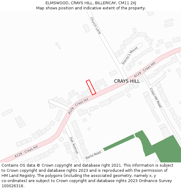 ELMSWOOD, CRAYS HILL, BILLERICAY, CM11 2XJ: Location map and indicative extent of plot