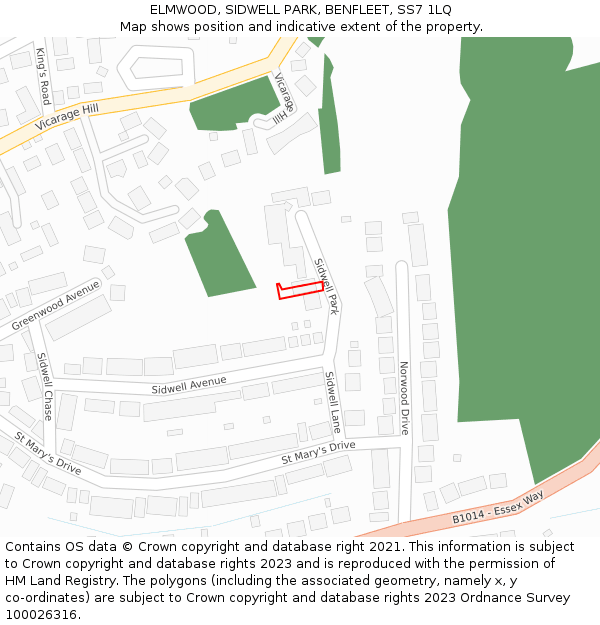 ELMWOOD, SIDWELL PARK, BENFLEET, SS7 1LQ: Location map and indicative extent of plot