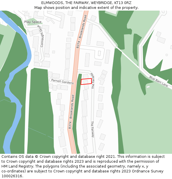 ELMWOODS, THE FAIRWAY, WEYBRIDGE, KT13 0RZ: Location map and indicative extent of plot