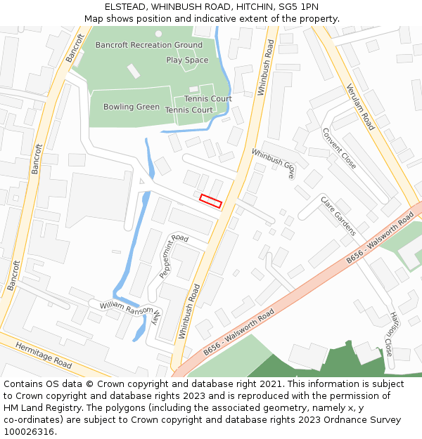 ELSTEAD, WHINBUSH ROAD, HITCHIN, SG5 1PN: Location map and indicative extent of plot