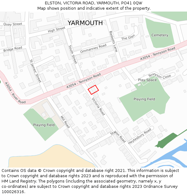 ELSTON, VICTORIA ROAD, YARMOUTH, PO41 0QW: Location map and indicative extent of plot