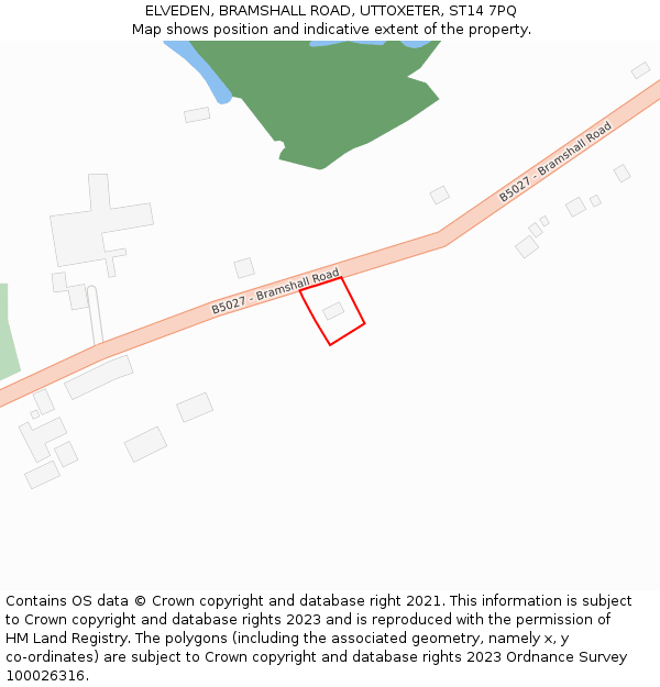 ELVEDEN, BRAMSHALL ROAD, UTTOXETER, ST14 7PQ: Location map and indicative extent of plot