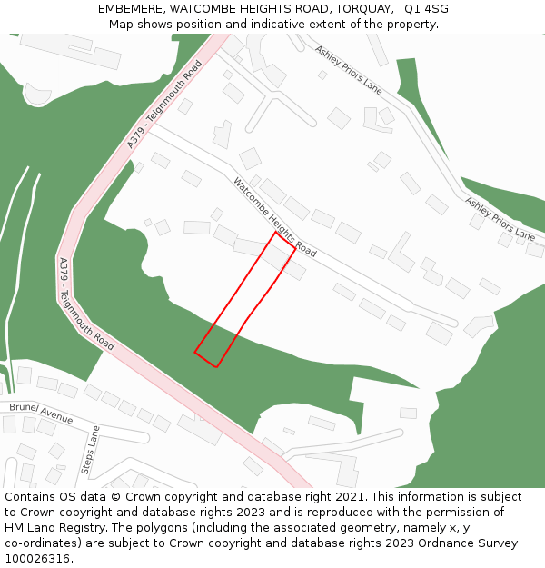 EMBEMERE, WATCOMBE HEIGHTS ROAD, TORQUAY, TQ1 4SG: Location map and indicative extent of plot