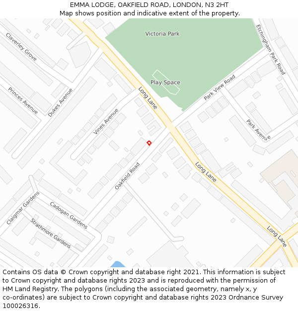 EMMA LODGE, OAKFIELD ROAD, LONDON, N3 2HT: Location map and indicative extent of plot