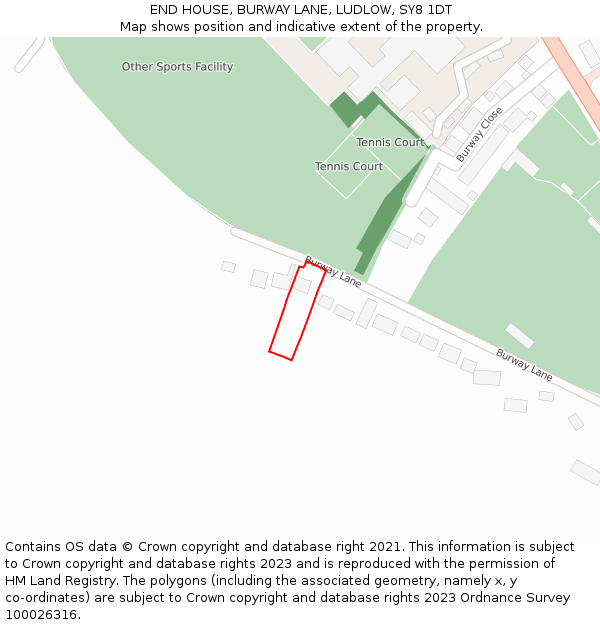 END HOUSE, BURWAY LANE, LUDLOW, SY8 1DT: Location map and indicative extent of plot