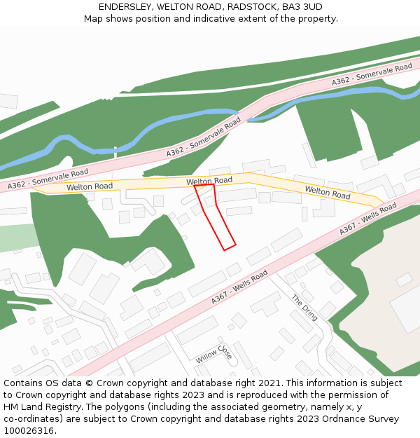 ENDERSLEY, WELTON ROAD, RADSTOCK, BA3 3UD: Location map and indicative extent of plot