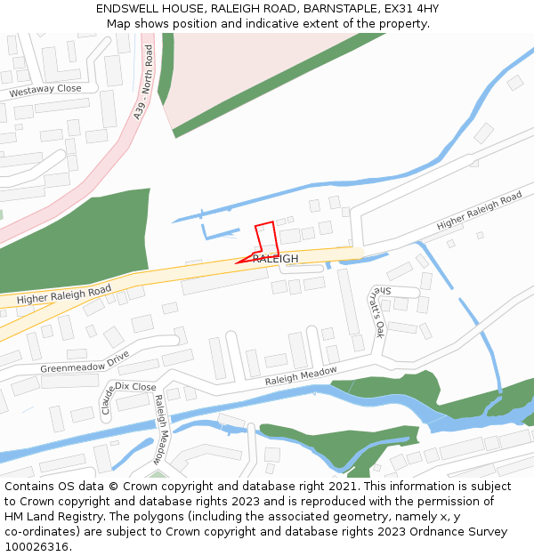 ENDSWELL HOUSE, RALEIGH ROAD, BARNSTAPLE, EX31 4HY: Location map and indicative extent of plot