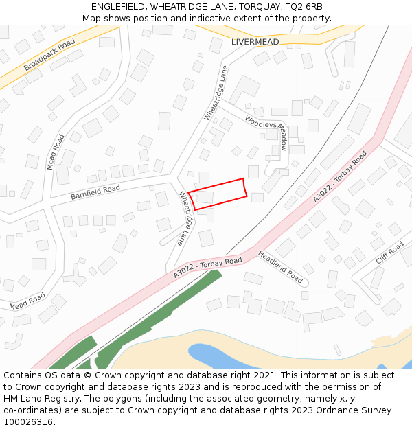 ENGLEFIELD, WHEATRIDGE LANE, TORQUAY, TQ2 6RB: Location map and indicative extent of plot