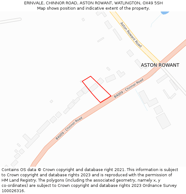 ERINVALE, CHINNOR ROAD, ASTON ROWANT, WATLINGTON, OX49 5SH: Location map and indicative extent of plot