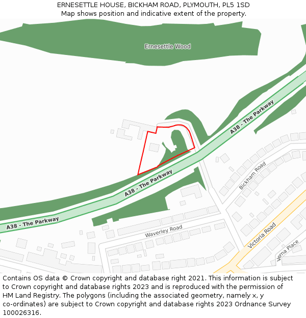 ERNESETTLE HOUSE, BICKHAM ROAD, PLYMOUTH, PL5 1SD: Location map and indicative extent of plot