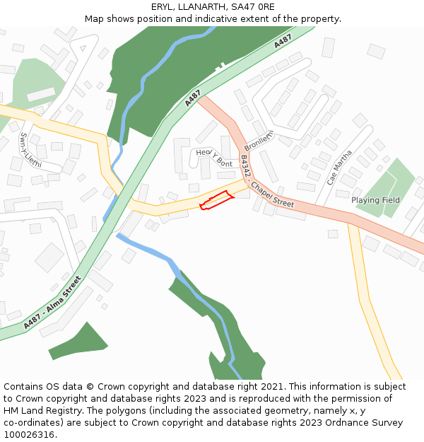 ERYL, LLANARTH, SA47 0RE: Location map and indicative extent of plot