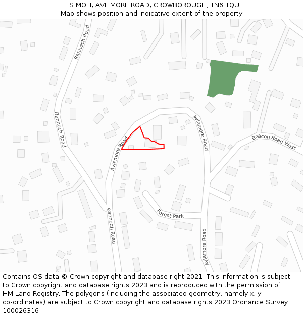 ES MOLI, AVIEMORE ROAD, CROWBOROUGH, TN6 1QU: Location map and indicative extent of plot