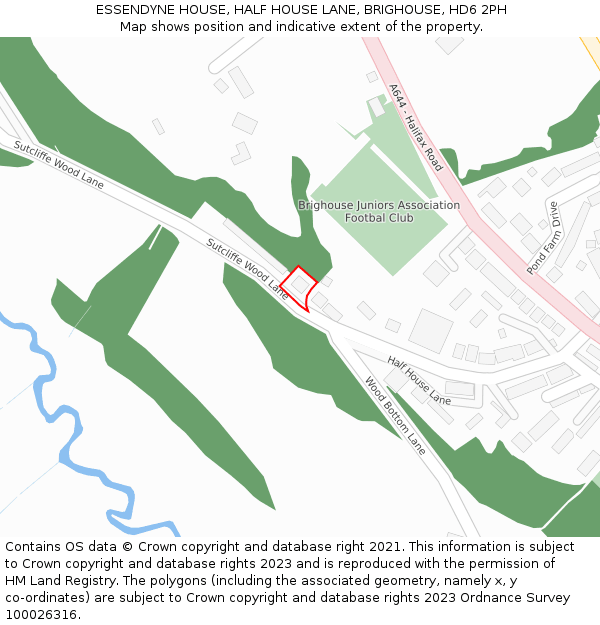 ESSENDYNE HOUSE, HALF HOUSE LANE, BRIGHOUSE, HD6 2PH: Location map and indicative extent of plot