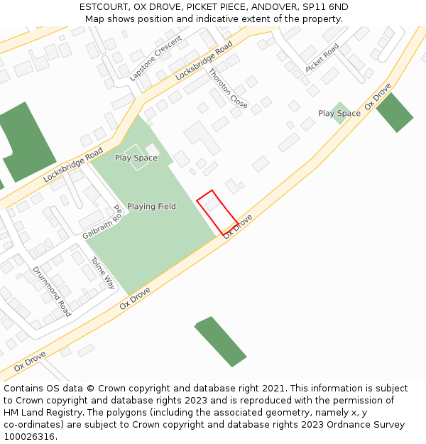 ESTCOURT, OX DROVE, PICKET PIECE, ANDOVER, SP11 6ND: Location map and indicative extent of plot