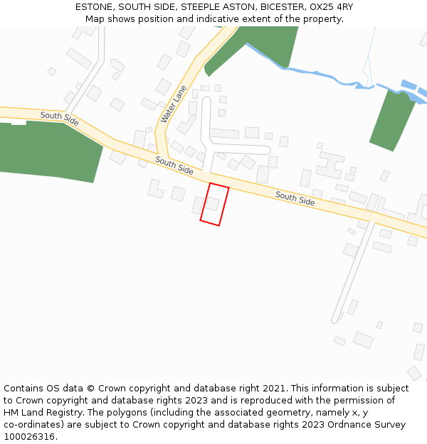 ESTONE, SOUTH SIDE, STEEPLE ASTON, BICESTER, OX25 4RY: Location map and indicative extent of plot