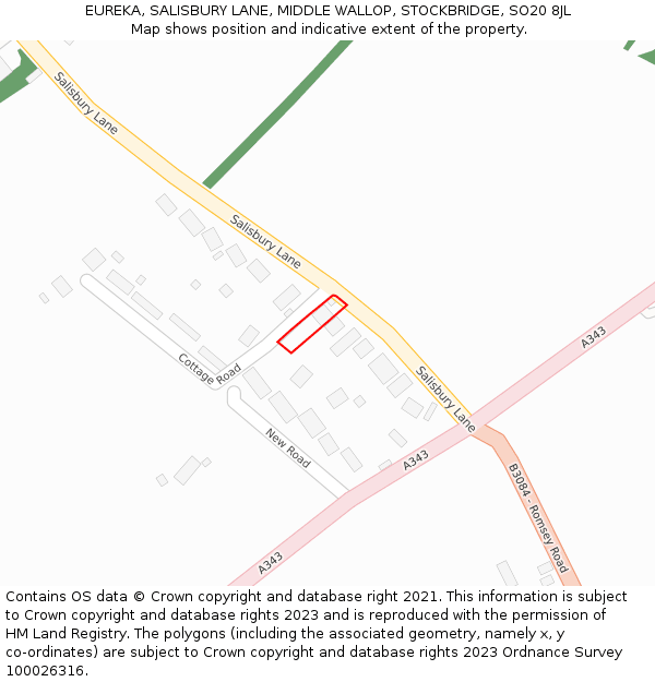 EUREKA, SALISBURY LANE, MIDDLE WALLOP, STOCKBRIDGE, SO20 8JL: Location map and indicative extent of plot