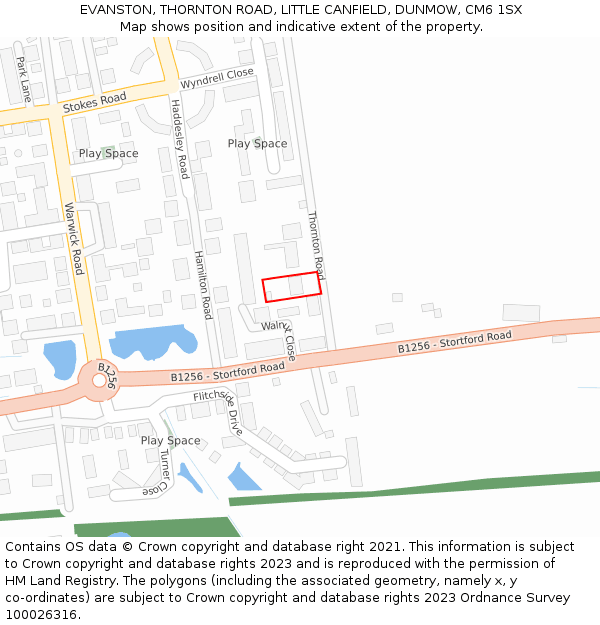 EVANSTON, THORNTON ROAD, LITTLE CANFIELD, DUNMOW, CM6 1SX: Location map and indicative extent of plot