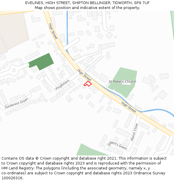 EVELINES, HIGH STREET, SHIPTON BELLINGER, TIDWORTH, SP9 7UF: Location map and indicative extent of plot