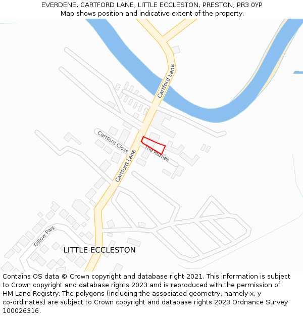 EVERDENE, CARTFORD LANE, LITTLE ECCLESTON, PRESTON, PR3 0YP: Location map and indicative extent of plot