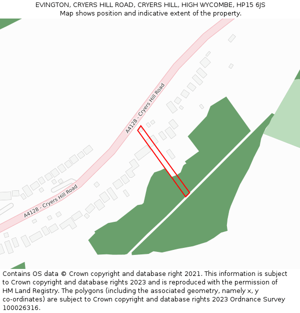EVINGTON, CRYERS HILL ROAD, CRYERS HILL, HIGH WYCOMBE, HP15 6JS: Location map and indicative extent of plot