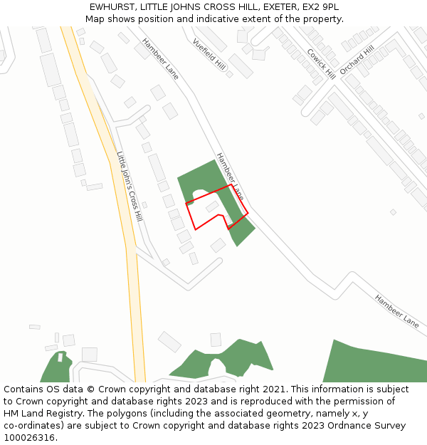 EWHURST, LITTLE JOHNS CROSS HILL, EXETER, EX2 9PL: Location map and indicative extent of plot