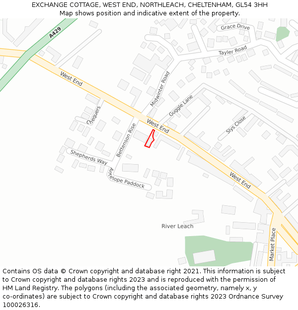 EXCHANGE COTTAGE, WEST END, NORTHLEACH, CHELTENHAM, GL54 3HH: Location map and indicative extent of plot