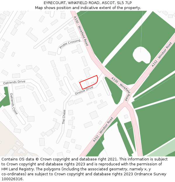EYRECOURT, WINKFIELD ROAD, ASCOT, SL5 7LP: Location map and indicative extent of plot