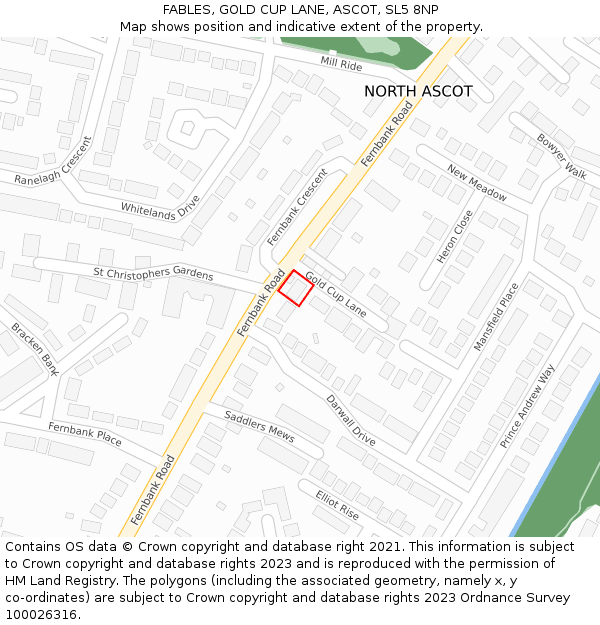 FABLES, GOLD CUP LANE, ASCOT, SL5 8NP: Location map and indicative extent of plot