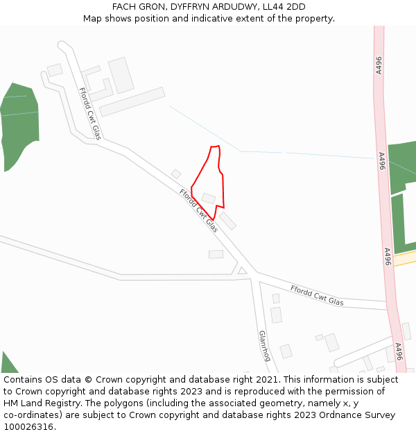 FACH GRON, DYFFRYN ARDUDWY, LL44 2DD: Location map and indicative extent of plot