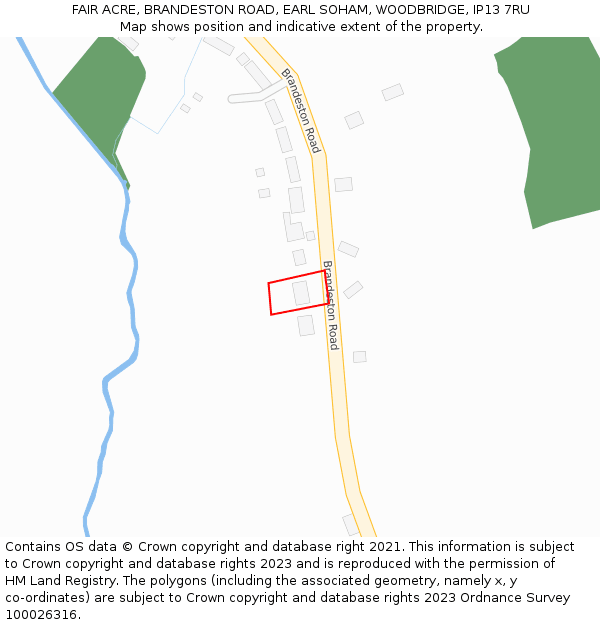 FAIR ACRE, BRANDESTON ROAD, EARL SOHAM, WOODBRIDGE, IP13 7RU: Location map and indicative extent of plot