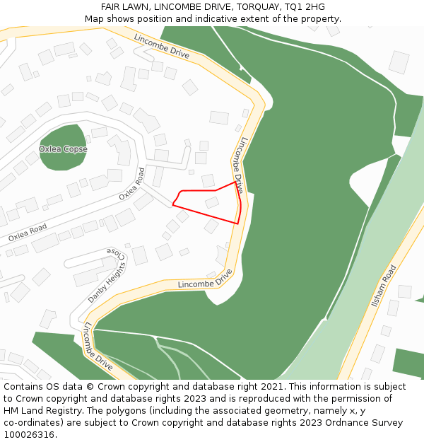 FAIR LAWN, LINCOMBE DRIVE, TORQUAY, TQ1 2HG: Location map and indicative extent of plot