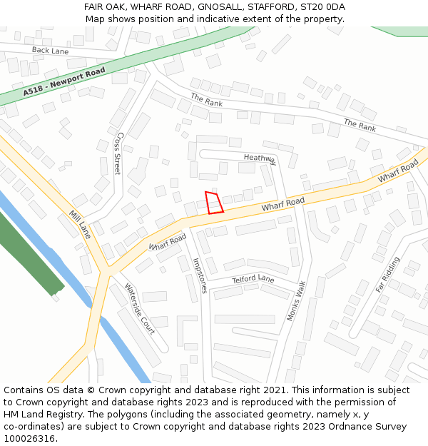 FAIR OAK, WHARF ROAD, GNOSALL, STAFFORD, ST20 0DA: Location map and indicative extent of plot