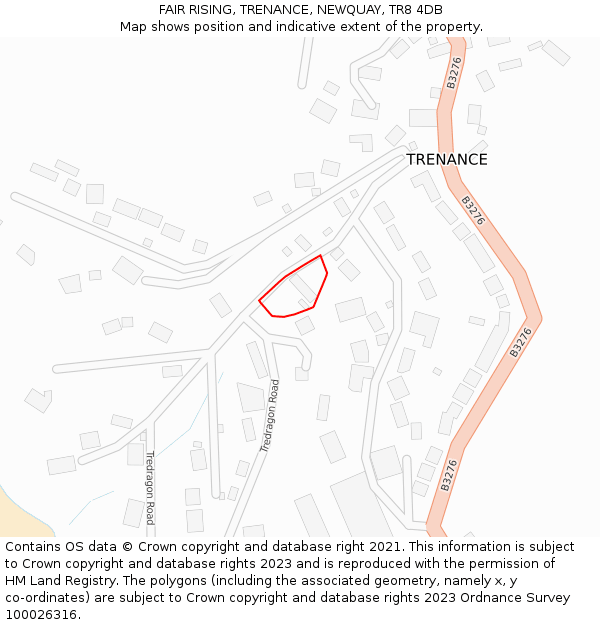 FAIR RISING, TRENANCE, NEWQUAY, TR8 4DB: Location map and indicative extent of plot