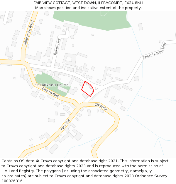 FAIR VIEW COTTAGE, WEST DOWN, ILFRACOMBE, EX34 8NH: Location map and indicative extent of plot