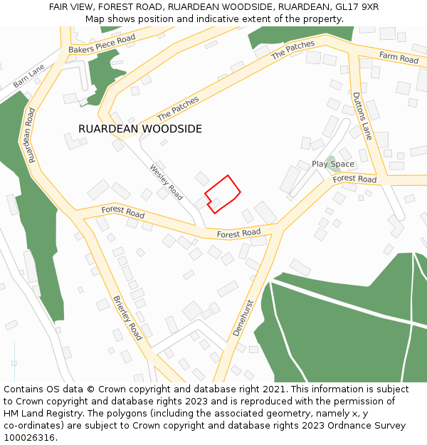 FAIR VIEW, FOREST ROAD, RUARDEAN WOODSIDE, RUARDEAN, GL17 9XR: Location map and indicative extent of plot