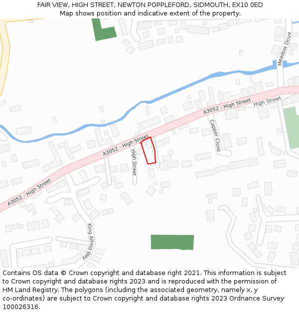 FAIR VIEW, HIGH STREET, NEWTON POPPLEFORD, SIDMOUTH, EX10 0ED: Location map and indicative extent of plot