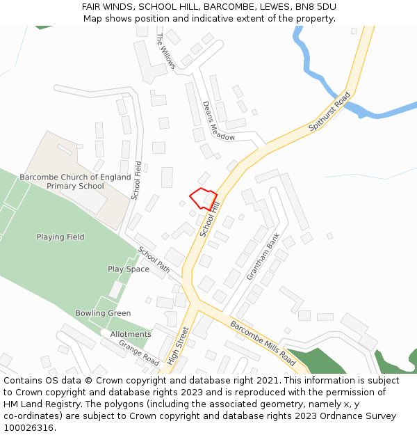 FAIR WINDS, SCHOOL HILL, BARCOMBE, LEWES, BN8 5DU: Location map and indicative extent of plot